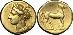 Zeugitania, Carthage. EL Stater, c. 310-270 BC. Jenkins & Lewis Group V, 259-79. SNG Cop. 975. 7.45 g.  18 mm.