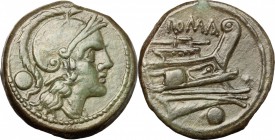 Post-semilibral series.. AE Uncia, c. 215-212 BC. Cr. 41/10. 8.53 g.  22 mm.