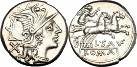 L. Saufeius.. AR Denarius, 152 BC. Cr. 204/1. B. 1. 3.78 g.  17.5 mm.