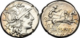 Decimius Flavus.. AR Denarius, 150 BC. Cr. 207/1. B. 1. 3.96 g.  18 mm.