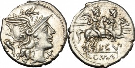 L. Cupiennius.. AR Denarius, 147 BC. Cr. 218/1. B. 1. 3.55 g.  18.5 mm.