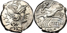 C. Titinius. AR Denarius, 141 BC. Cr. 226/1a. B. 7. 3.51 g.  17.5 mm.