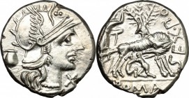 Sex. Pompeius Fostlus.. AR Denarius, 137 BC. Cr. 235/1c. B. 1. 3.96 g.  18.5 mm.