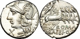 M. Baebius Q. f. Tampilus.. AR Denarius, 137 BC. Cr. 236/1c. B.12. 3.95 g.  18 mm.