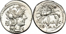 M. Marcius Mn. f. . AR Denarius, 134 BC. Cr. 245/1. B. 8. 3.93 g.  19.5 mm.