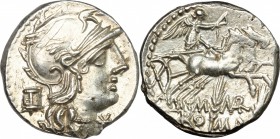 M. Marcius Mn. f. . AR Denarius, 134 BC. Cr. 245/1. B. 8. 3.93 g.  18 mm.