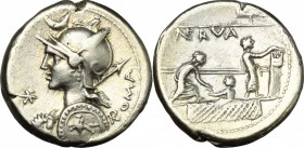 P. Nerva.. AR Denarius, 113-112 BC. Cr. 292/1. B. (Licinia) 7. 3.85 g.  17.5 mm.