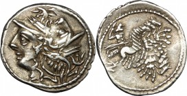 L. Appuleius Saturninus. . AR Denarius, 104 BC. Cr. 317/3. B.1. 3.81 g.  20.5 mm.