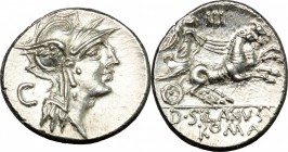 D. Silanus L.f.. AR Denarius, 91 BC. Cr. 337/3. B. 15. 3.91 g.  18 mm.