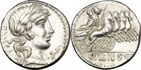 C. Vibius C.f. Pansa. AR Denarius, circa 90 BC. Cr. 342/5b. B. 1. Syd. 684b. 3.87 g.  18 mm.
