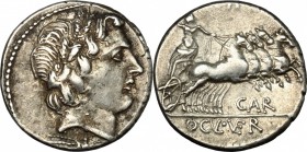Gargilius, Ogulnius and Vergilius. . AR Denarius, 86 BC. Cr. 350A/1a. B. Gargilia 1, Ogulnia 5 and Vergilia 3. 4.03 g.  17 mm.