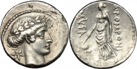 Q. Pomponius Musa.. AR Denarius, 66 BC. Cr. 410/8. B. 22. 3.63 g.  17.5 mm.