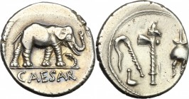 Julius Caesar.. AR Denarius, mint moving with Caesar, 49-48 BC. Cr. 443/1. B.9.  3.86 g.  18 mm.
