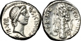 Q. Sicinius and C. Coponius.. AR Denarius, mint moving with Pompey, 49 BC. Cr. 444/1a. 4.02 g.  17 mm.