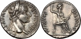 Tiberius (14-37).. AR Denarius, Lugdunum mint. RIC 30. 3.82 g.  17.5 mm.