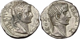Tiberius, with Divus Augustus (14-37).. AR Tetradrachm, Alexandria mint, Egypt. Dated RY 7 (20/1 AD). Dattari (Savio) 78. K&G 5.10. Koln 48. 13.52 g.