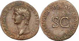 Germanicus, son of Nero Claudius Drusus and Antonia (died 19 AD).. AE As, 37-38 AD. RIC (Cal.) 35. 11.35 g.  28.5 mm.