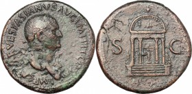 Vespasian (69-79 AD).. AE Sestertius, 71 AD. RIC 453. 26.15 g.  35.5 mm.