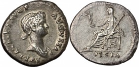 Julia Titi, daughter of Titus (died 90 AD). . AR Denarius, c. 80-81 AD. RIC (Titus) 57. C. 16. 2.77 g.  18 mm.