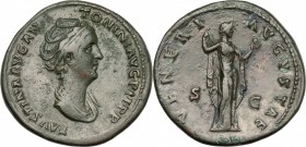 Faustina I, wife of Antoninus Pius (died 141 AD).. AE Sestertius, Rome mint, c. 138-141 AD. RIC (Ant. Pius) 1081. C. 282. 26.6 g.  34 mm.