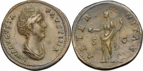 Faustina I, wife of Antoninus Pius (died 141 AD).. AE Sestertius, after 141 AD. RIC 1108. C. 37. 25.15 g.  33 mm.
