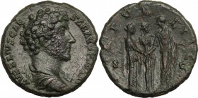 Marcus Aurelius as Caesar (139-161).. AE As, 145 AD. RIC (A. Pius) 1269 10.55 g.  26 mm.