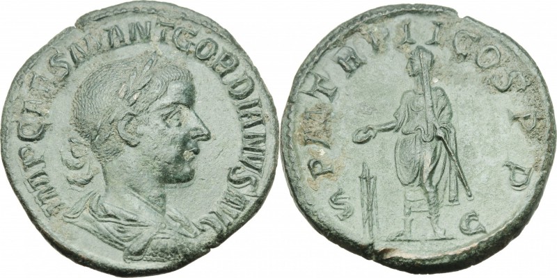 Gordian III (238-244). AE Sestertius, 240 AD. D/ IMP CAES M ANT GORDIANVS AVG. L...