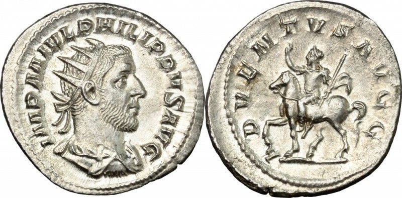 Philip I (244-249). AR Antoninianus, 245 AD. D/ IMP M IVL PHILIPPVS AVG. Radiate...