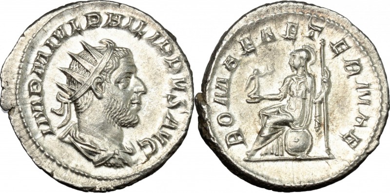 Philip I (244-249). AR Antoninianus, 247 AD. D/ IMP M IVL PHILIPPVS AVG. Radiate...