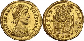 Theodosius I (379-395).. AV Solidus, Aquileia mint, 383-387 AD. RIC 40 b (R3). 4.51 g.  21 mm.