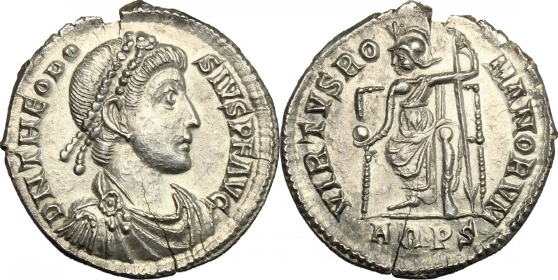 Theodosius I (379-395). AR Siliqua, circa 379-388. Aquileia mint. D/ DN THEODOSI...