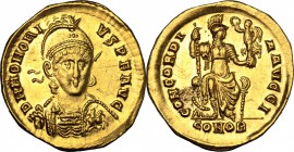 Honorius (393-423).. AV Solidus, Constantinople mint, c. 397-402 AD. RIC X, 8. 4.43 g.  20 mm.