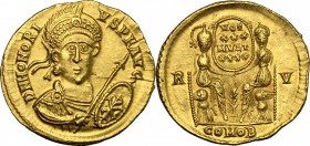 Honorius (393-423).. AV Solidus, Ravenna mint, 421 AD. RIC X, 1332 (R3). Ranieri 19. Depeyrot 4/2. 4.47 g.  21.5 mm.