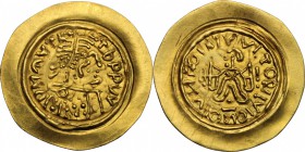 The Lombards at Pavia. Authari (584-590) or Agilulf (590-615).. AV Tremissis in the name of Maurice Tiberius. Cf. Wroth 23 (Agilulf) -. Cf. MEC 1, 305...