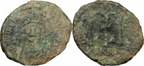 Maurice Tiberius (582-602).. AE Follis, Ravenna mint. D.O. 289. Sear 594. MIB 143. BMC-. Ranieri 484. 6.51 g.  24.5 mm.