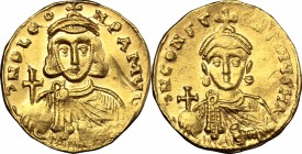 Leo III, the Isaurian (717-741).. AV Solidus, Constantinople mint, 720-721 AD. D.O. 3-7. Sear 1504. 4.38 g.  19.5 mm.
