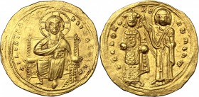 Romanus III, Argyrus (1028-1034).. AV Histamenon Nomisma, Constantinople mint. D.O. 1b-d. R. 1972-3. Sear 1819. 4.34 g.  24 mm.
