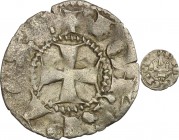 Principality of Achaea.  John of Gravina (1318-1333).. BI Denier tournois. Schl. pl. XII, 25 var. Malloy 55 var. 0.78 g.  18 mm.