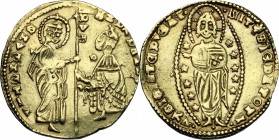 Principality of Achaea.  Robert d'Anjou (de Taranto) (1333-1364).. EL Ducat. Imitating Venezia. Uncertain mint (Chiarenza?). Struck in the name and ty...
