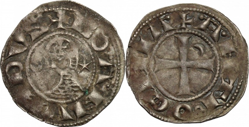 Antioch. Bohemond III, Majority (1163-1201). BI Denier. D/ Helmeted head left, c...