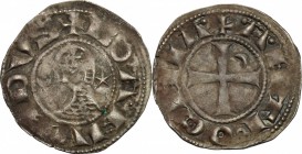 Antioch.  Bohemond III, Majority (1163-1201). BI Denier. Schl. pl. III, 6. Malloy 68a. 0.95 g.  19 mm.