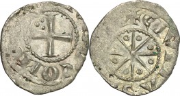 Tripoli.  Bohemond V (1233-1251).. BI Denier with six pointed star. Schl. pl. IV, 17. Malloy 19. 0.61 g.  16 mm.