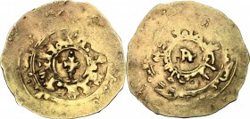Amalfi.  Ruggero II Re di Sicilia (1105-1154). Tarì d'oro. CNI 1/6. Travaini 230. D'Andrea-Contreras 191 0.87 g.  21 mm.