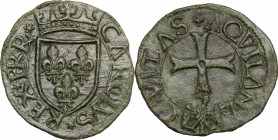 L'Aquila.  Carlo VIII (1495). Cavallo. CNI 53. D.A. 135. MIR 106. 1.28 g.  19 mm.