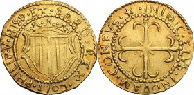 Cagliari.  Filippo V (1700-1707).. Scudo d'oro 1702. CNI 4.  MIR 93/2. 3.22 g.