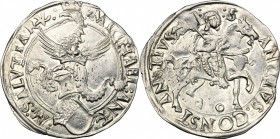Carmagnola.  Michele Antonio di Saluzzo (1504-1528).. Cornuto. CNI tav. VII, 4. MIR 146.  5.48 g.  30.5 mm.