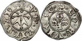 Fermo.  Francesco Sforza (1434-1446). Bolognino. CNI al tipo 14 per legenda, manca per accoppiamento dei conii. 1 g.  18 mm.