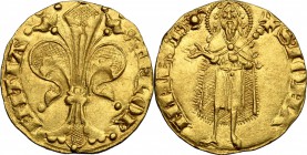 Firenze.  Repubblica (sec. XIII-1532).. Fiorino d'oro stretto, IV o V serie, 1252-1310, maestro di zecca sconosciuto. CNI 607. Bern. II, 154. MIR 4/15...