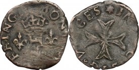 Frinco.  Anonime Consortili (1581-1601).. Liard di Navarra. CNI 69. Gamberini 545. Morel-Fatio tav. V, 8. MIR - , cf. 636. 0.94 g.  16.5 mm.