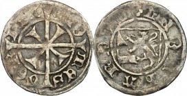 Gorizia.  Leonardo Conte (1454-1500). . Denaro con croce tirolina. CNI tav. VI, 4. Rizzolli-Pigozzo Li134 var.  0.98 g.  19 mm.